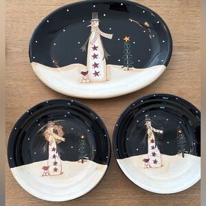 Certified International Midnight Snowman by Becca Barton Pasta Soup Bowl